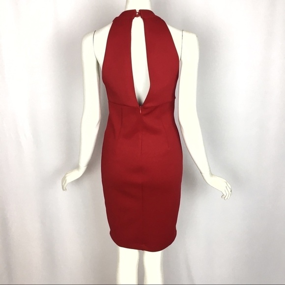 NWT Forever 21 Dress Red Halter Low V-Neck Evening Date Size Small - Picture 4 of 8